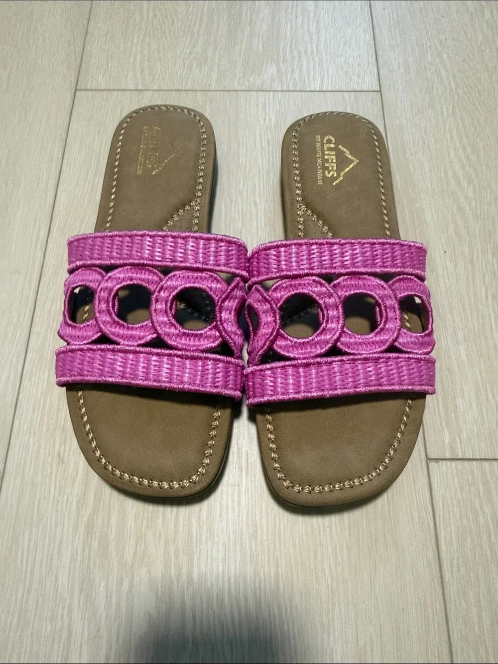Cliffs by WHITE MOUNTAIN Pink Braided Slide Sandals